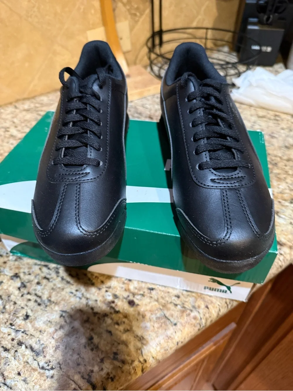 Puma Roma Black Leather Sneakers